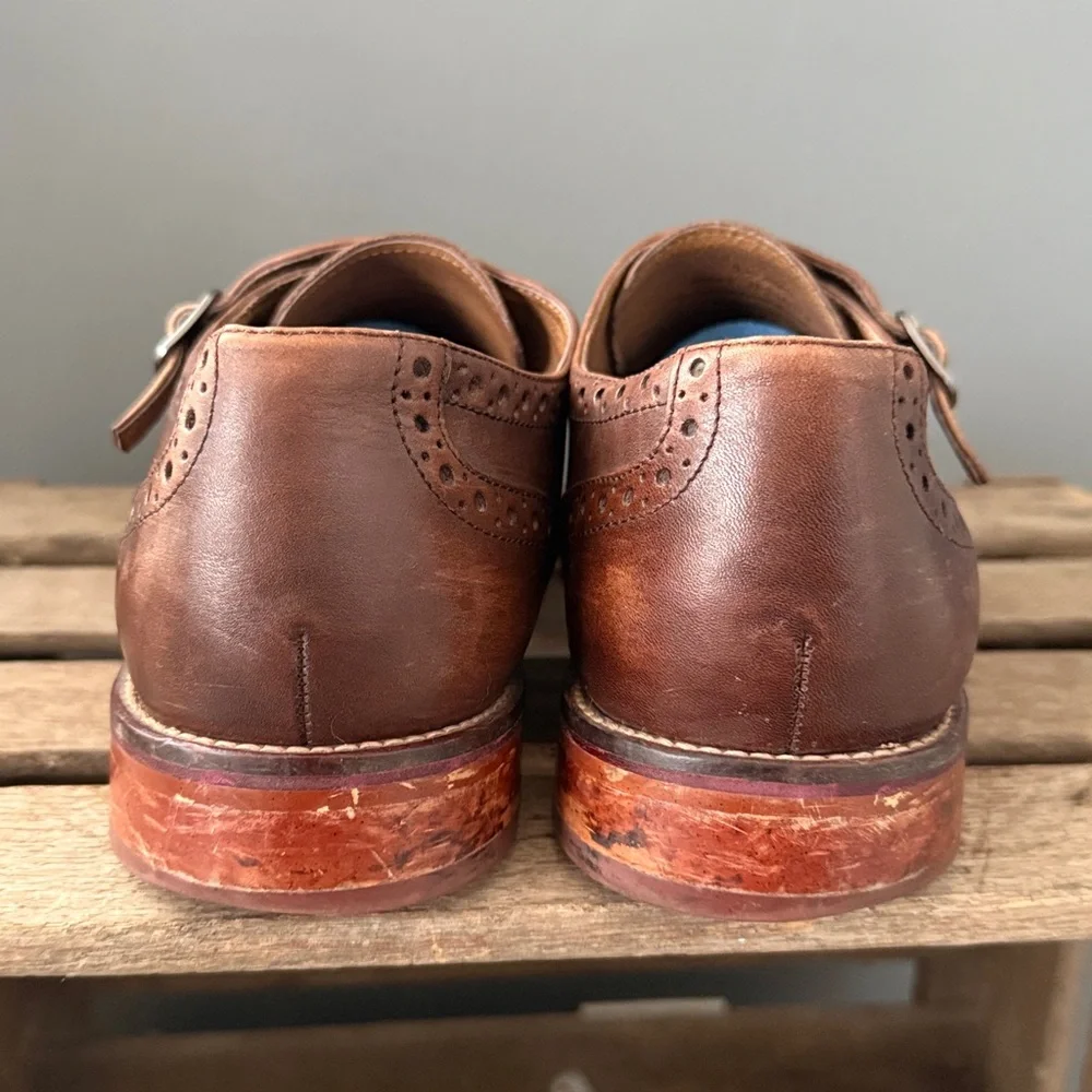 Johnston & Murphy 'Conard' Burnished‎ Leather Double Monk Strap Size 11.5 A25